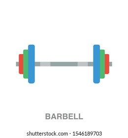 Barbell  flat icon on white transparent background. You can be used barbell icon for several purposes.