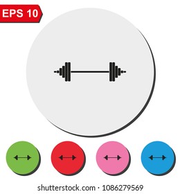 Barbell flat round colorful vector icon.