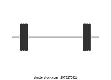 Barbell in flat style. Design element for gym, fitness and athletic center. Isolated vector illustration 