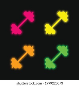 Barbell four color glowing neon vector icon
