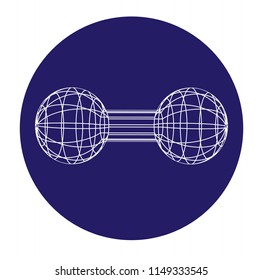 barbell of frame lines silhouette in a circle web icon button