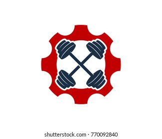 Barbell Gear Icon Logo Design Element