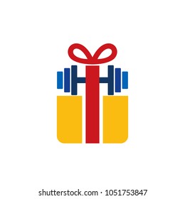 Barbell Gift Logo Icon Design
