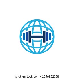 Barbell Globe Logo Icon Design