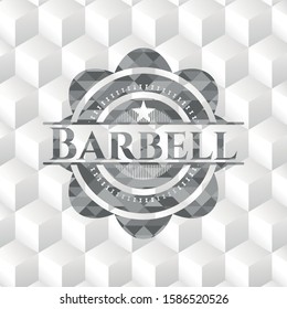 Barbell grey emblem with cube white background