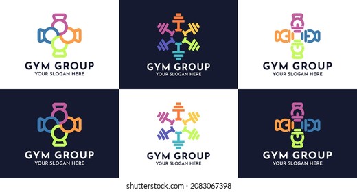 barbell group logo for gym or sport inspiration logo