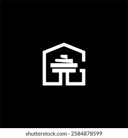 BARBELL GYM HOUSE LOGO DESIGN TEMPLATE