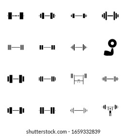 barbell, gym icon set. simple fitness and training solid icon sign concept. vector illustration. 