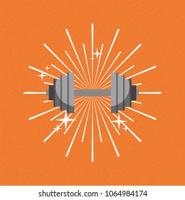 barbell gym sport sunburst color background