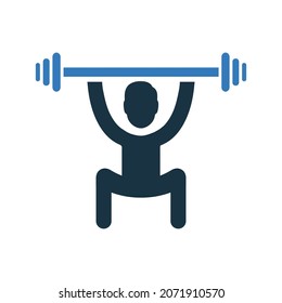 Barbell, gimnasio, ícono de levantamiento de pesas. Ilustración vectorial simple editable.
