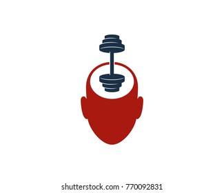 Barbell Head Icon Logo Design Element