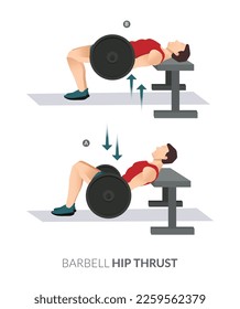 BARBELL HIP THRUST, gimnasio masculino, aeróbic y ejercicios.