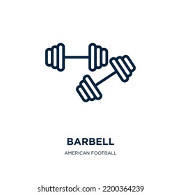 barbell icon from american football collection. Thin linear barbell, equipment, fitness outline icon isolated on white background. Line vector barbell sign, symbol for web and mobile