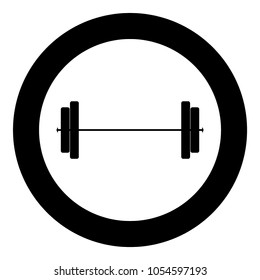 Barbell icon black color in circle