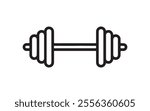 Barbell icon. Black Barbell icon on white background. Vector illustration