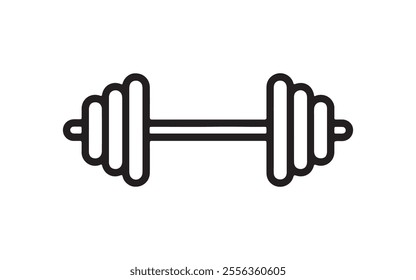 Barbell icon. Black Barbell icon on white background. Vector illustration