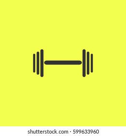 Barbell icon flat. Black pictogram on white background. Vector illustration symbol and bonus button