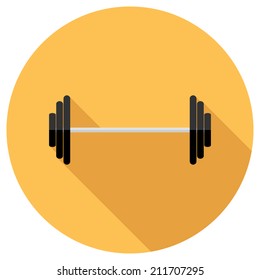 Barbell icon. Flat design style modern vector illustration. Isolated on stylish color background. Flat long shadow icon. Elements in flat design.