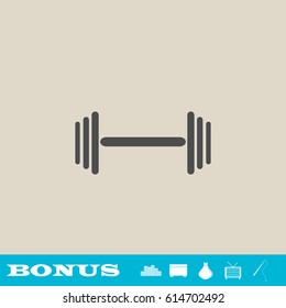 Barbell icon flat. Grey pictogram on light background. Vector illustration symbol and bonus button real estate, ottoman, vase, tv, fishing rod