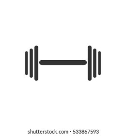 Barbell icon flat. Illustration isolated on white background. Vector grey sign symbol