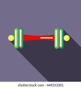 Barbell icon in flat style on a lavender background