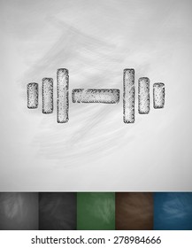 barbell icon. Hand drawn vector illustration. Chalkboard Design