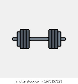 Barbell icon logo design. weight training equipment symbol.