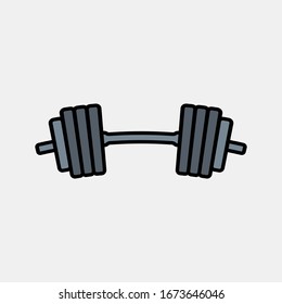 Diseño del logotipo del icono de Barbell. símbolo del equipo de entrenamiento de peso.