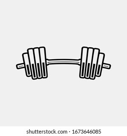Barbell icon logo design. weight training equipment symbol.