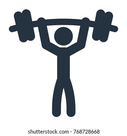 barbell icon on white background, fitness, sport