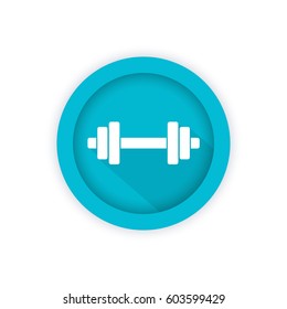 barbell icon, round vector pictogram