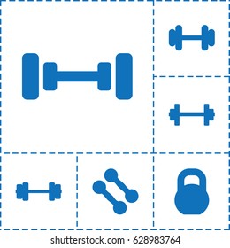Barbell icon. set of 6 barbell filled icons such as barbell