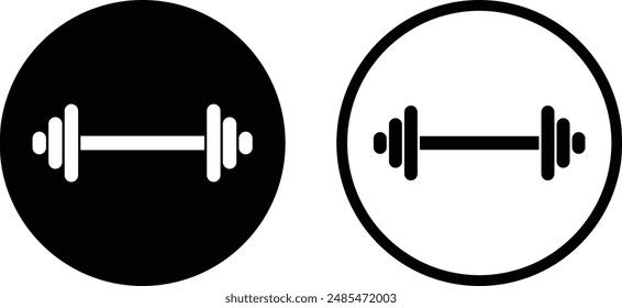 Barbell icon set in two styles . Dumbbell icon . Gym symbol . Vector illustration