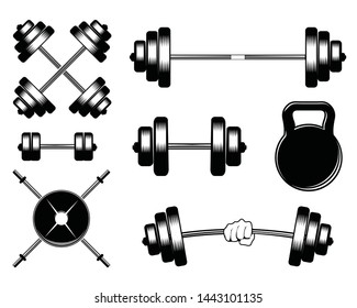  barbell icon set, vector illustration on white background