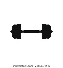 Barbell icon. Simple style gym sport theme poster background symbol. Barbell brand logo design element. Barbell t-shirt printing. Vector for sticker.