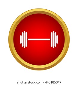 Barbell icon in simple style on a white background