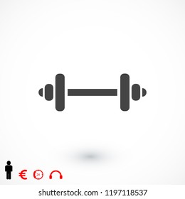 Barbell icon, stock vector illustration flat design style