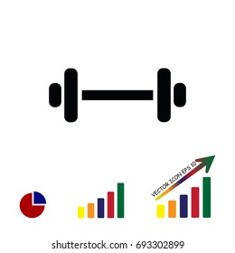 Barbell icon, stock vector illustration flat design style