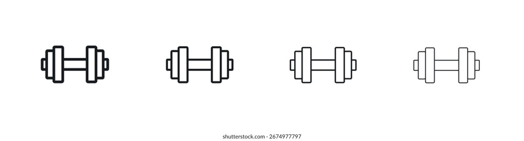 Barbell-Symbol. Dünnes Liniensymbol für Website-Design und -Entwicklung, App-Entwicklung.