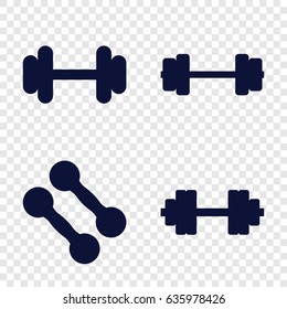 Barbell icons set. set of 4 barbell filled icons such as