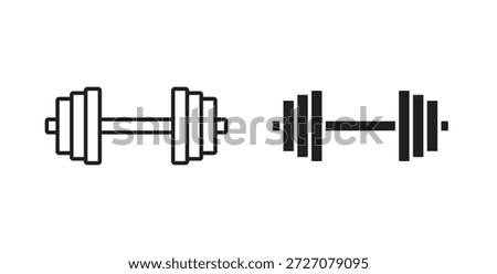 Barbell icons set. Simple line vector illustration