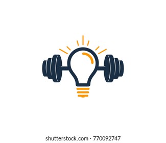 Barbell Idea Icon Logo Design Element