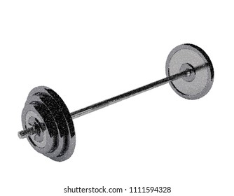 Barbell. Isolated on white background. Vector illustration. Pointillism style.