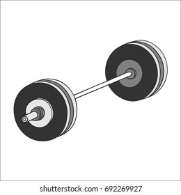 Barbell isolated on white. Power lifting. Sports equipment.