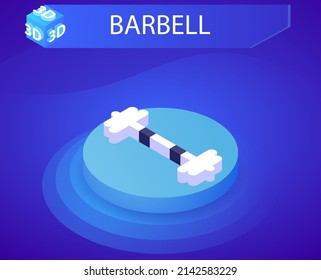 Barbell isometric design icon. Vector web illustration. 3d colorful concept
