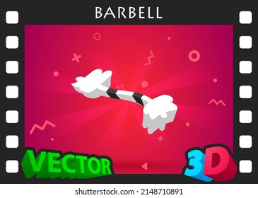 Barbell isometric design icon. Vector web illustration. 3d colorful concept