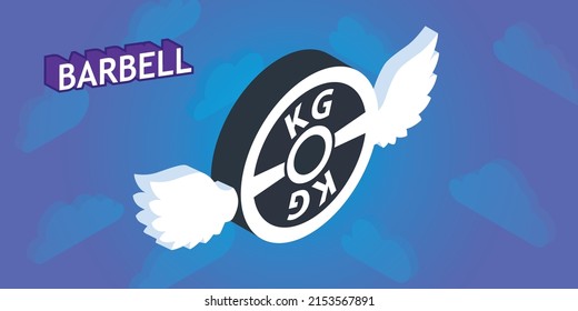 Barbell isometric design icon. Vector web illustration. 3d colorful concept