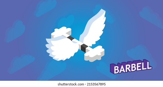 Barbell isometric design icon. Vector web illustration. 3d colorful concept