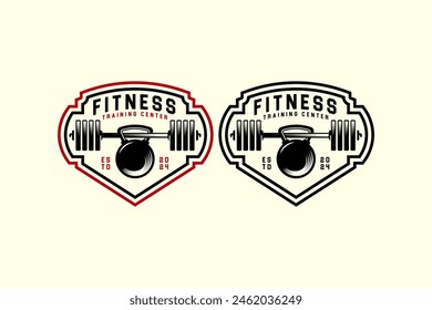 barbell and kettle bell logo design for bodybuilding, powerlifting, weightlifting, fitness and gym club