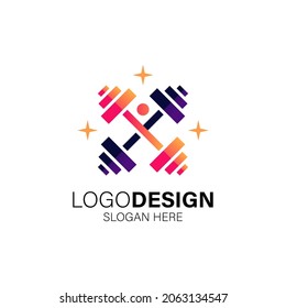 barbell and kettlebell logo collection for fitness and gym logo